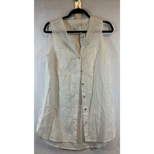 NEW Chico's Women XS (4) White Sleeveless Button Up Linen Lined Shirt Blouse C24